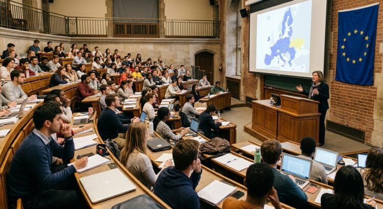 Kompozycja ilustrująca zagadnienie Unia Europejska w pracach dyplomowych